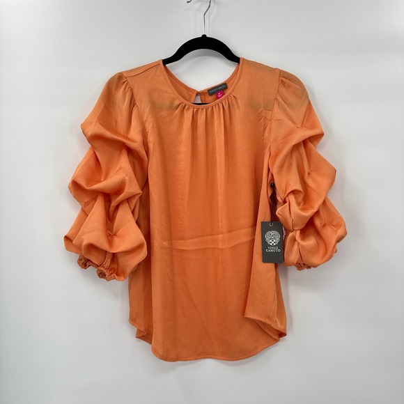 Vince Camuto Tops - New Vince Camuto Puff Sleeve Top Medium Romantic Cottagecore Orange Feminine